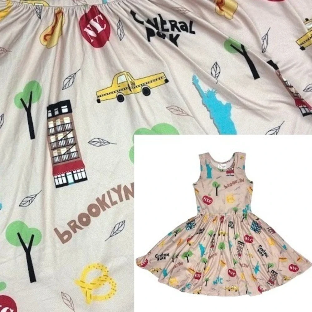 Dot Smile‎ Girls 8 10 New York Sleeveless Dress Tank Brown NYC Brooklyn NEW